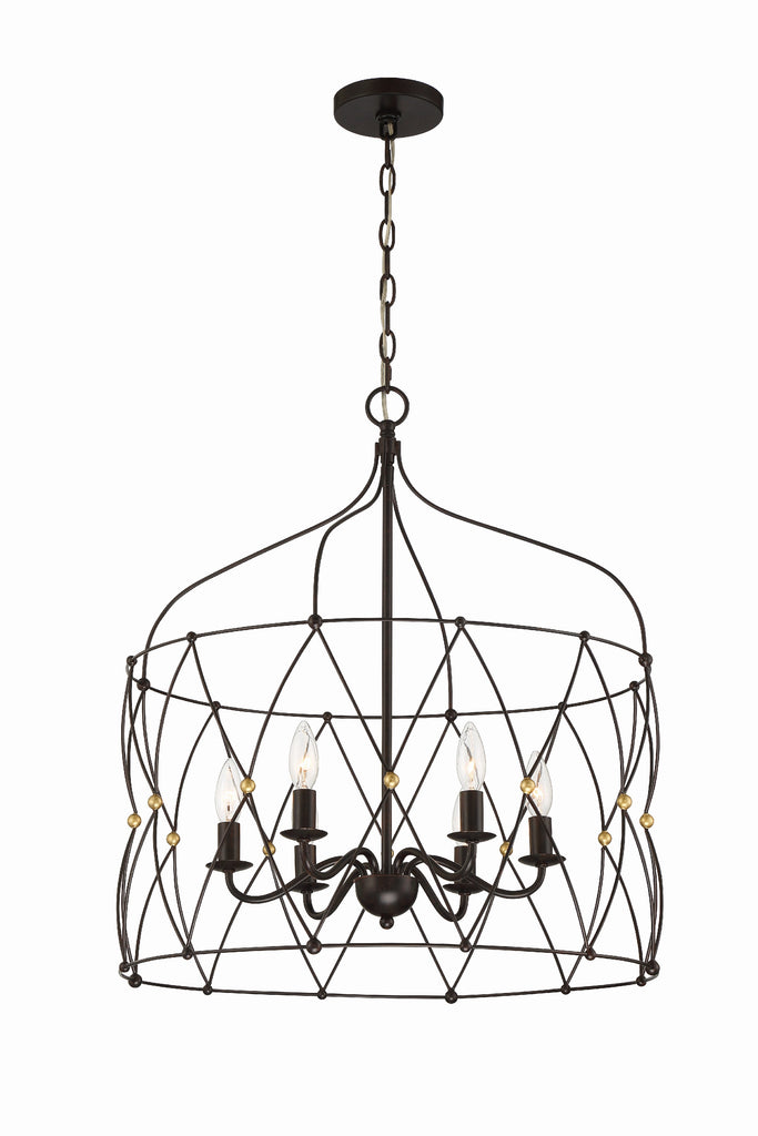 Crystorama Crystorama Zucca 6 Light English Bronze + Antique Gold Chandelier