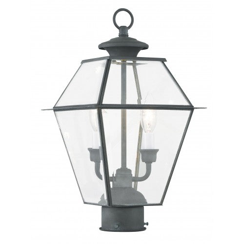 2 Light Charcoal Outdoor Post Top Lantern Livex