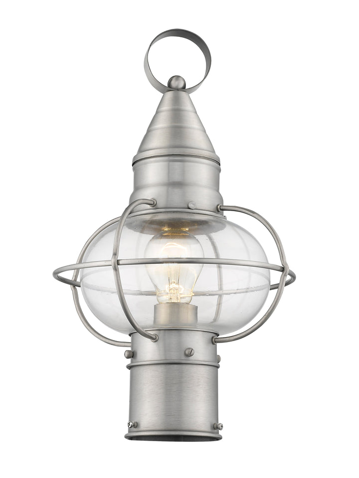 1 Light Brushed Nickel Outdoor Post Top Lantern Livex