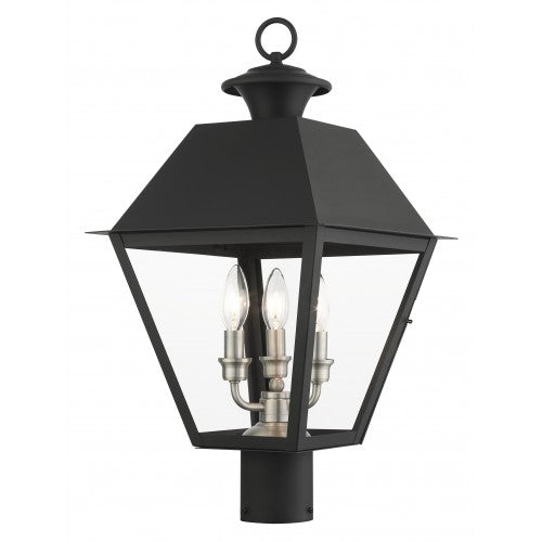 3 Light Black Outdoor Post Top Lantern Livex