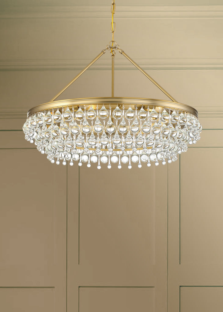 Crystorama Crystorama Calypso 6 Light Crystal Teardrop Vibrant Gold Chandelier