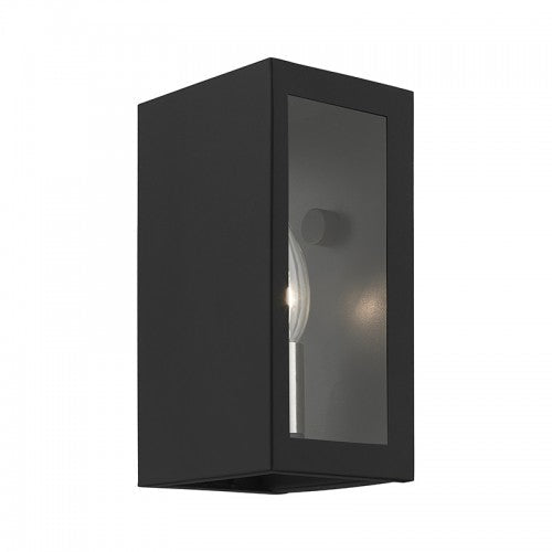 1 Light Textured Black with Brushed Nickel Candles Outdoor ADA Small Sconce Livex