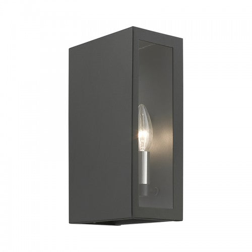 2 Light Textured Black with Brushed Nickel Candles Outdoor ADA Medium Sconce Livex