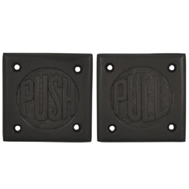 COPPER MOUNTAIN HARDWARE Solid Brass 2 3/4 Inch Brass Classic American "Pull" & "Push" Signs