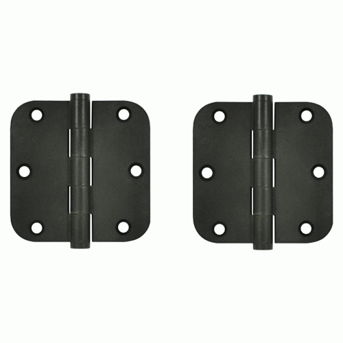 3 1/2 Inch X 3 1/2 Inch Solid Brass Hinge Interchangeable Finials (5/8" Radius Corner, Bronze Dark Finish) DELTANA