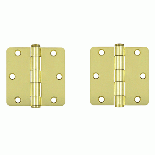 3 1/2 Inch x 3 1/2 Inch Heavy Duty Steel Hinge (Polished Brass Finish) DELTANA
