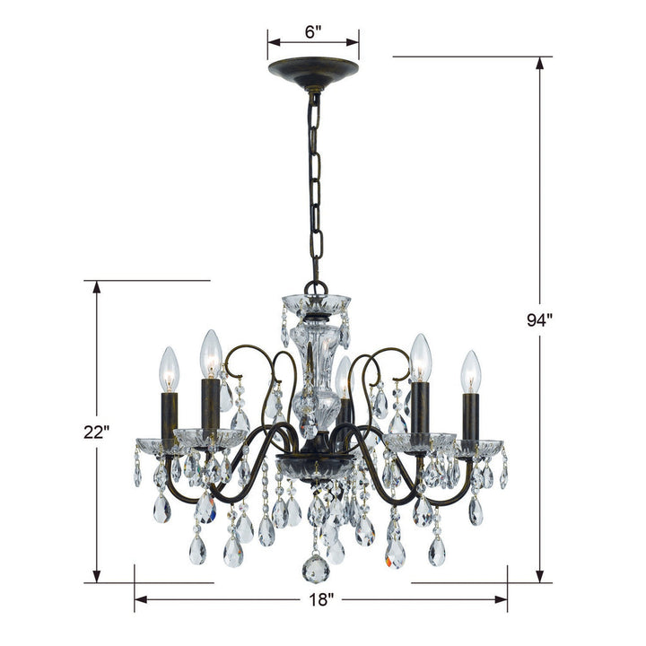 Crystorama Crystorama Butler 5 Light Hand Cut Crystal English Bronze Chandelier
