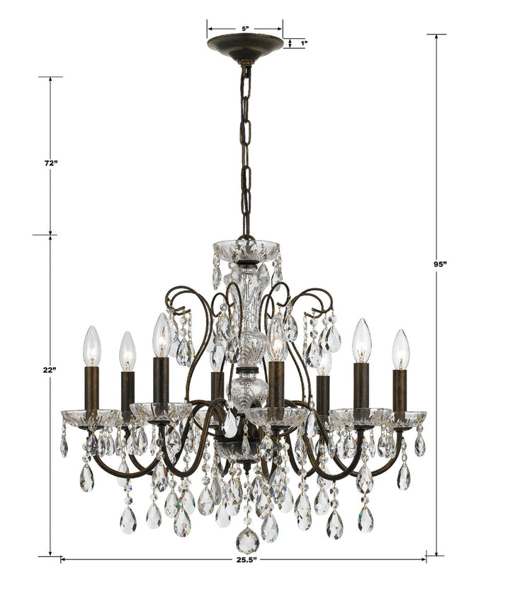 Crystorama Crystorama Butler 8 Light Hand Cut Crystal English Bronze Chandelier