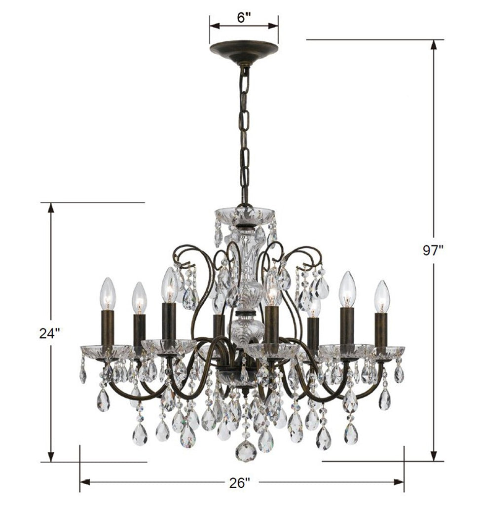 Crystorama Crystorama Butler 8 Light Spectra Crystal English Bronze Chandelier