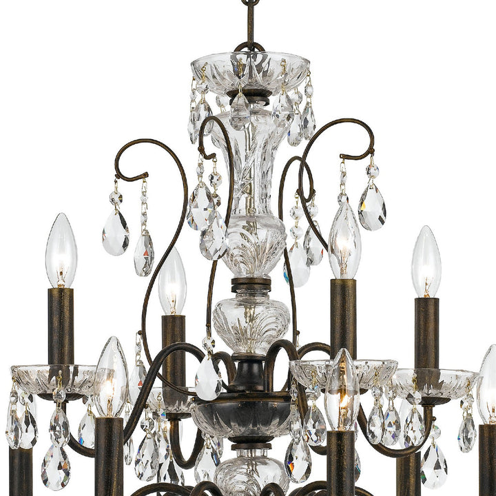 Crystorama Crystorama Butler 12 Light Hand Cut Crystal English Bronze Chandelier