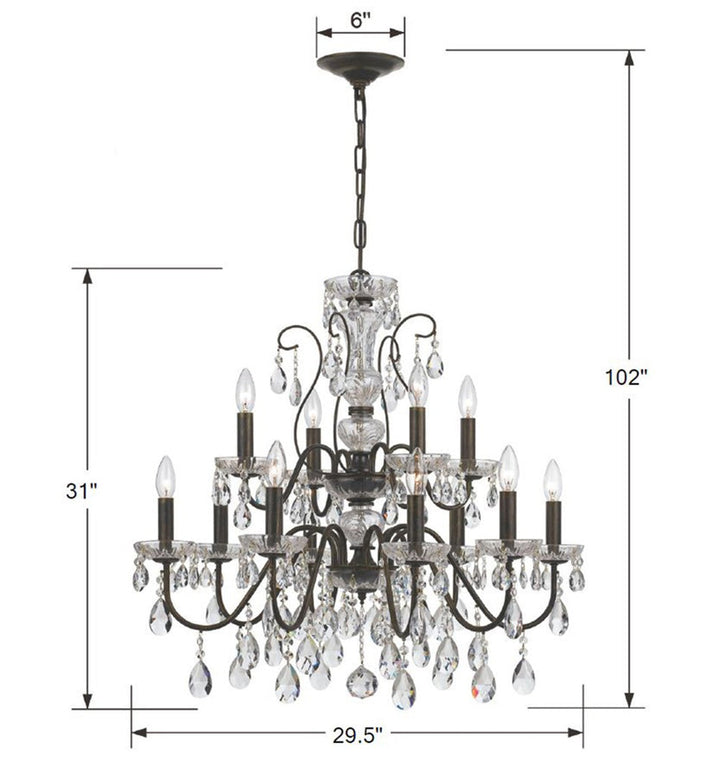 Crystorama Crystorama Butler 12 Light Spectra Crystal English Bronze Chandelier