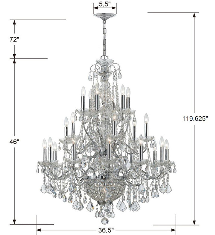 Crystorama Crystorama Imperial 26 Light Hand Cut Crystal Polished Chrome Chandelier