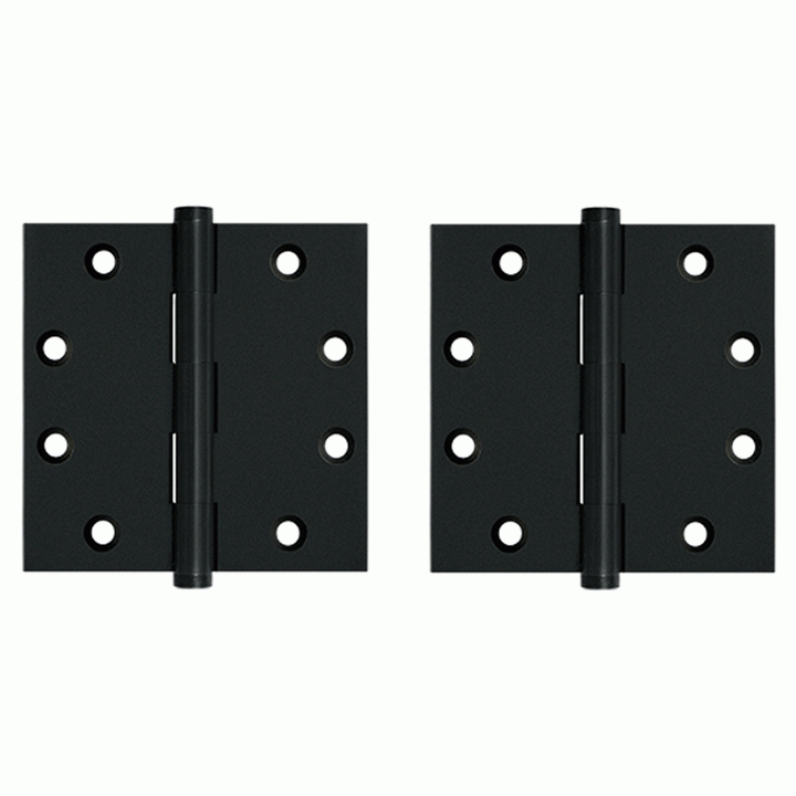 4 1/2 Inch X 4 1/2 Inch Solid Brass Square Hinge Interchangeable Finials (Paint Black Finish) DELTANA