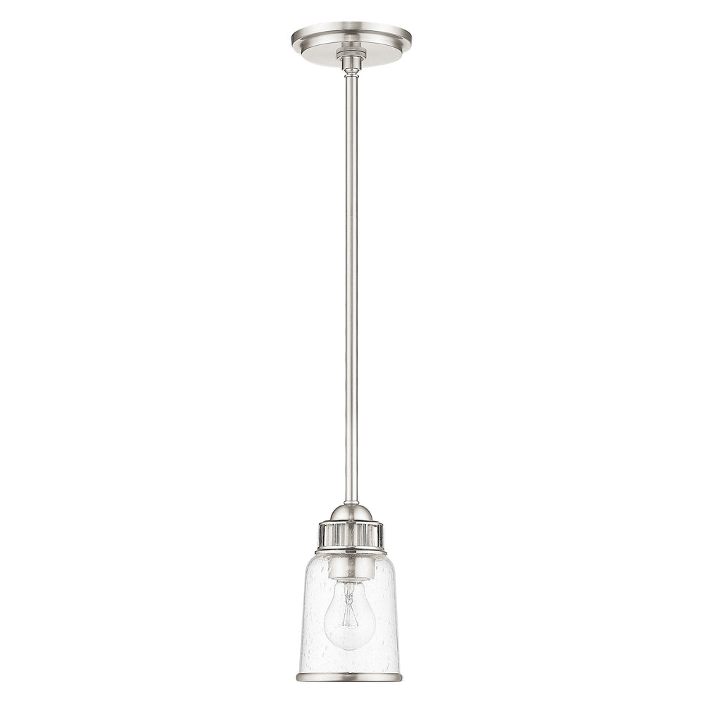 1 Light Brushed Nickel Single Pendant Pendant Livex