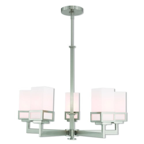 5 Light Brushed Nickel Chandelier Livex