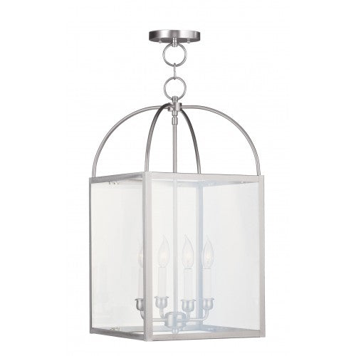 4 Light Brushed Nickel Chain Lantern Livex