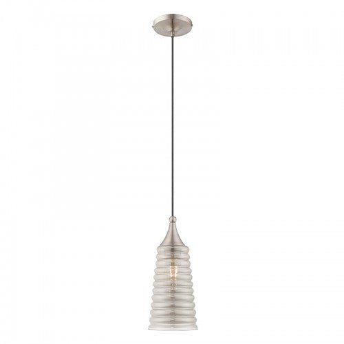 1 Light Brushed Nickel Single Pendant Pendant Livex