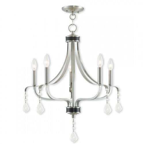 5 Light Brushed Nickel Chandelier Livex