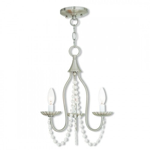 3 Light Brushed Nickel Chandelier Livex