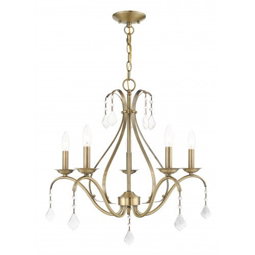 5 Light Antique Brass Chandelier Livex