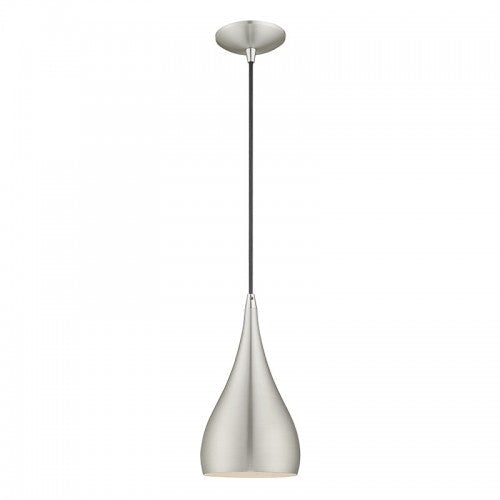1 Light Brushed Aluminum Single Pendant Pendant Livex