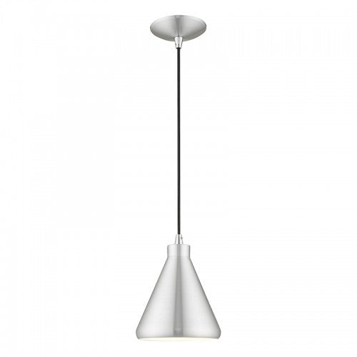 1 Light Brushed Aluminum Single Pendant Pendant Livex