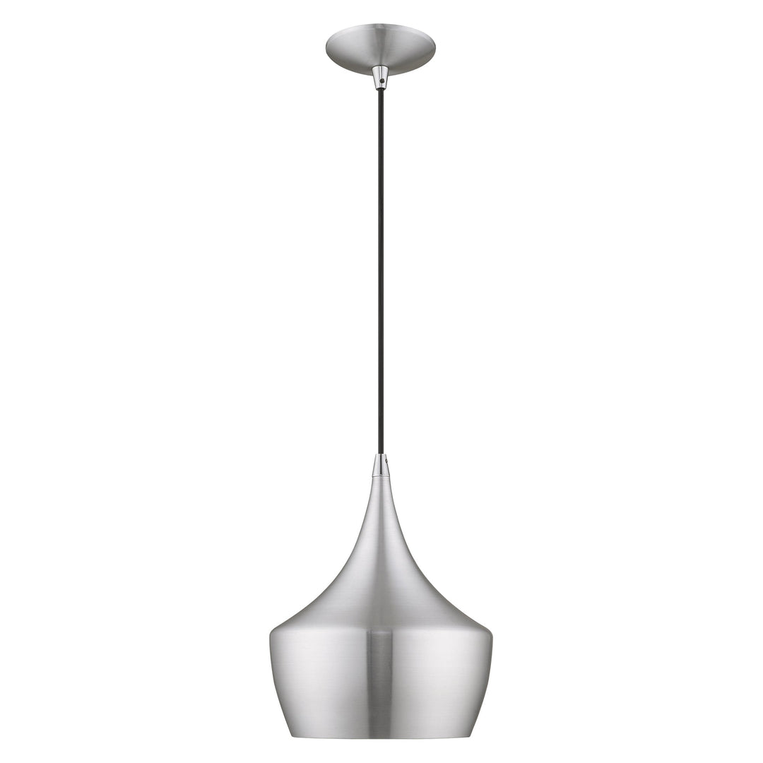 1 Light Brushed Aluminum Single Pendant Pendant Livex