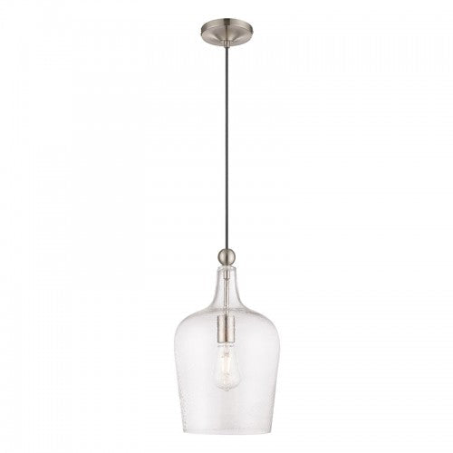 1 Light Brushed Nickel Single Pendant Pendant Livex