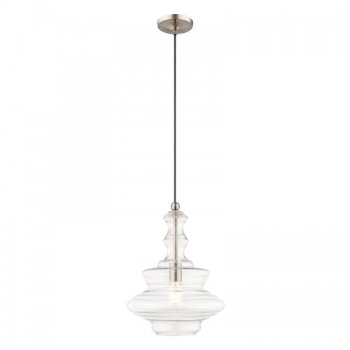 1 Light Brushed Nickel Single Pendant Pendant Livex