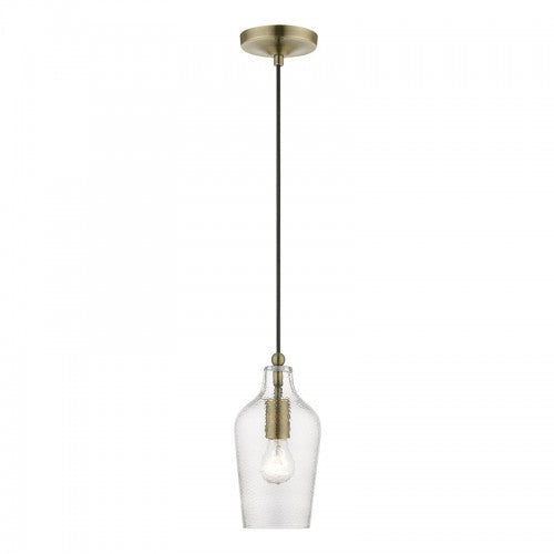 1 Light Antique Brass Mini Pendant Pendant Livex