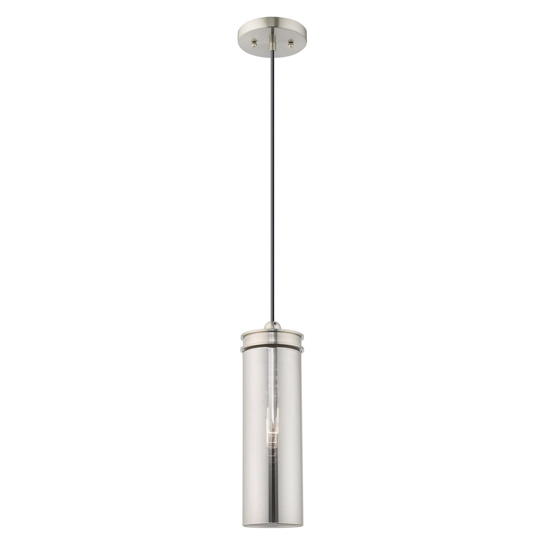 1 Light Brushed Nickel Single Pendant Pendant Livex
