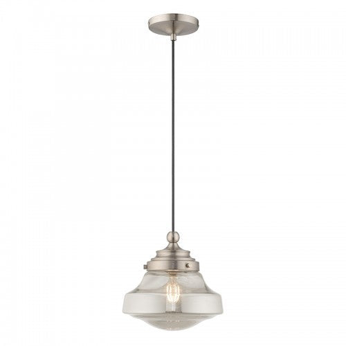1 Light Brushed Nickel Single Pendant Pendant Livex