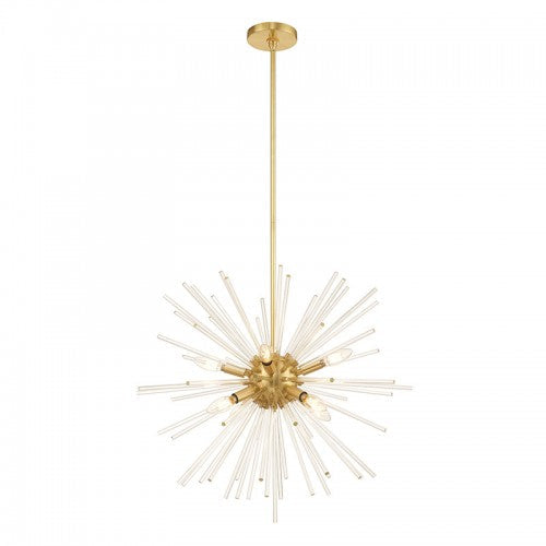 8 Light Satin Brass Pendant Chandelier Livex