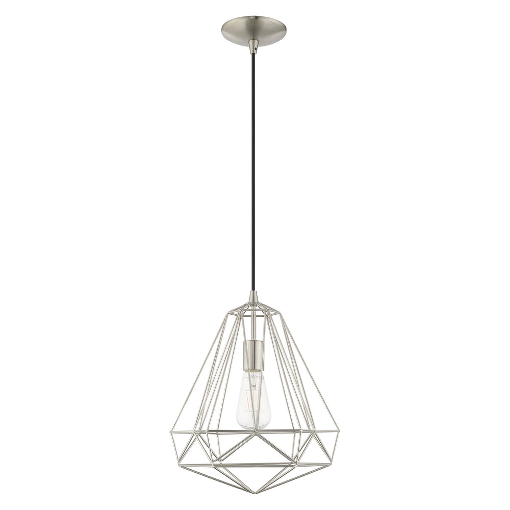 1 Light Brushed Nickel Single Pendant Pendant Livex