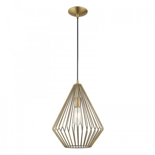 1 Light Antique Brass Single Pendant Pendant Livex