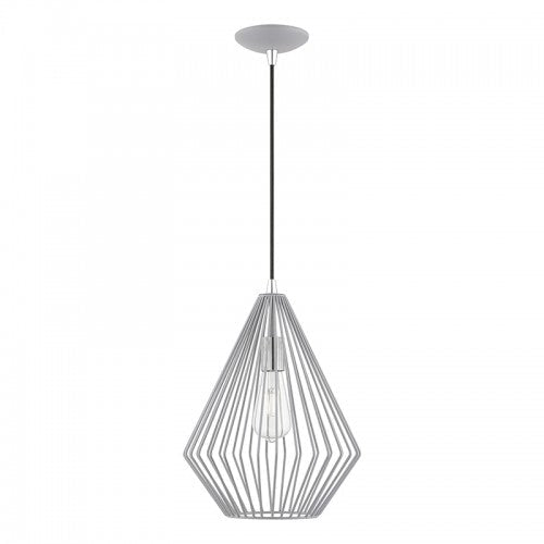 1 Light Nordic Gray with Polished Chrome Accents Pendant Pendant Livex