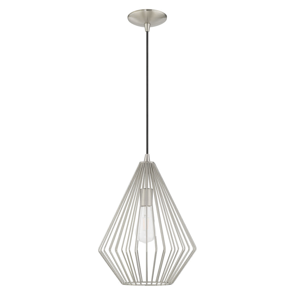1 Light Brushed Nickel Single Pendant Pendant Livex