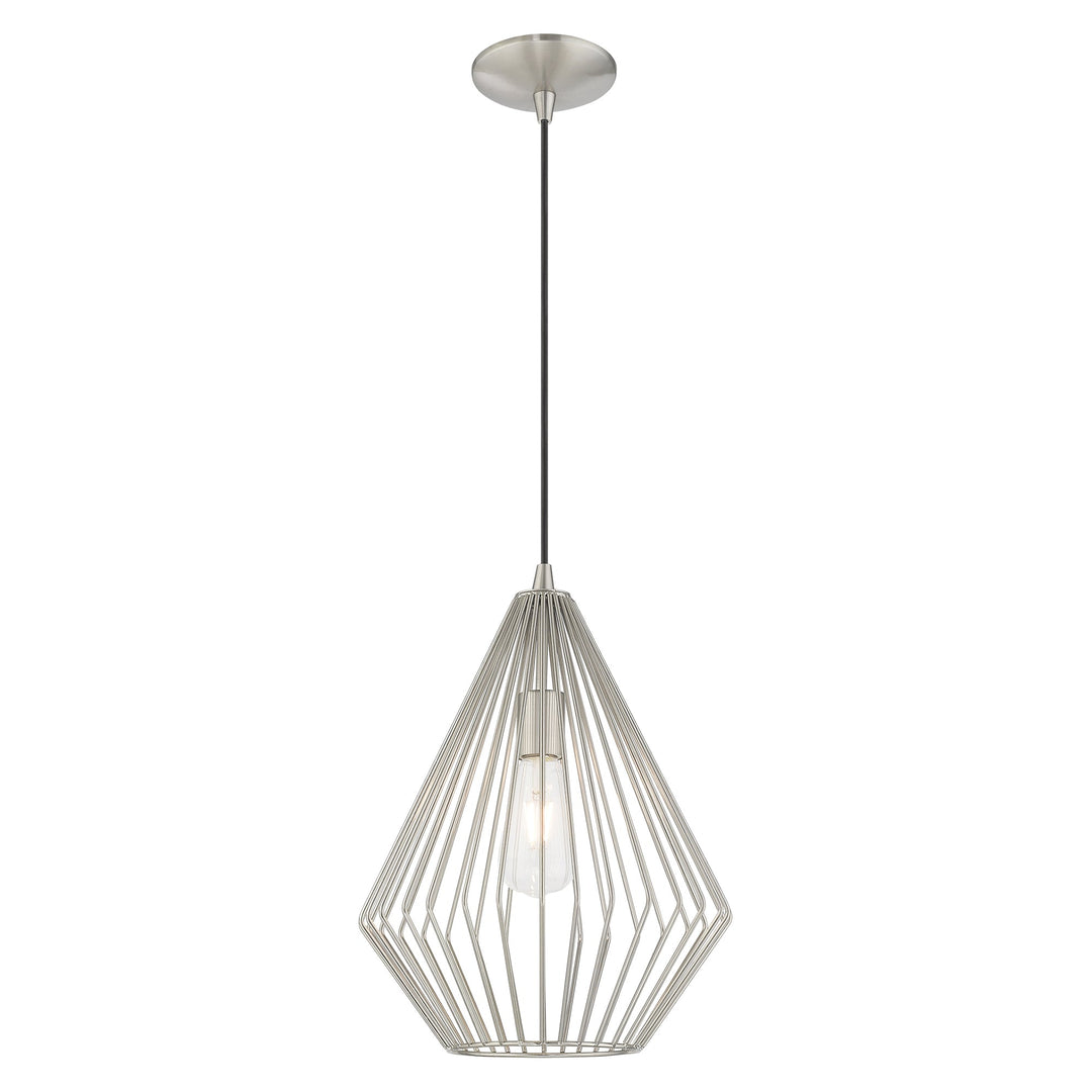 1 Light Brushed Nickel Single Pendant Pendant Livex