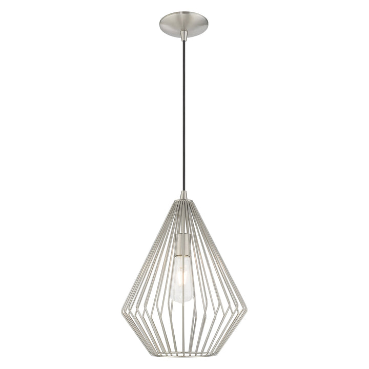 1 Light Brushed Nickel Single Pendant Pendant Livex