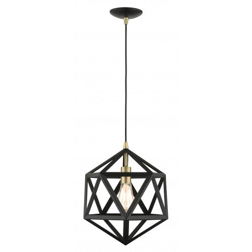 1 Light Textured Black Pendant Pendant Livex