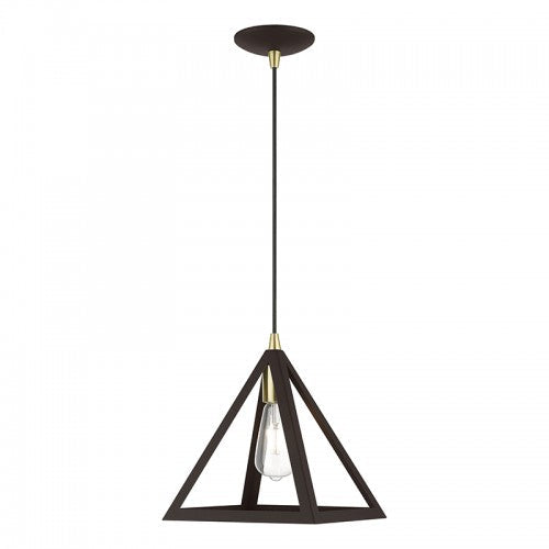 1 Light Bronze with Antique Brass Accents Pendant Pendant Livex