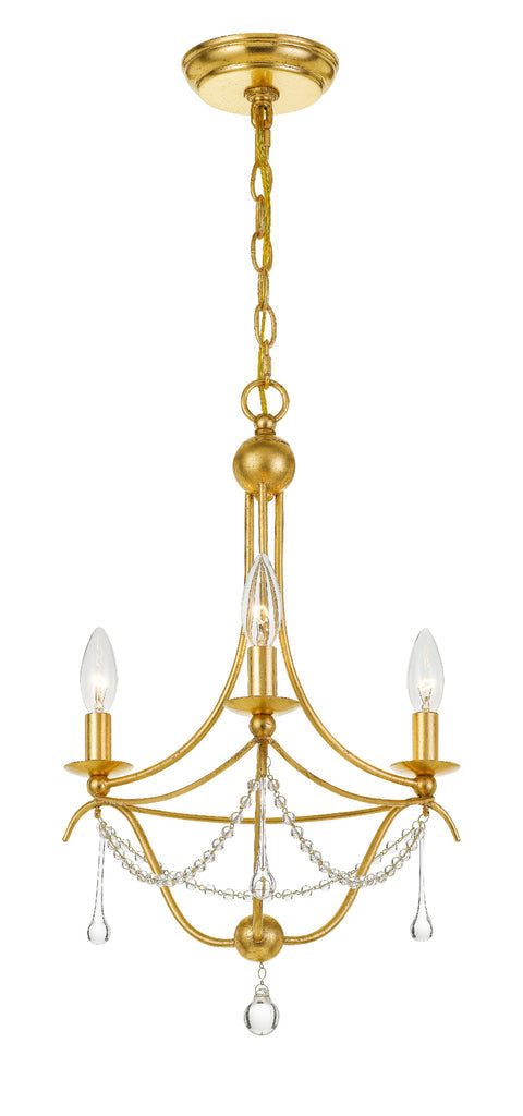 Crystorama Crystorama Metro 3 Light Antique Gold Mini Chandelier