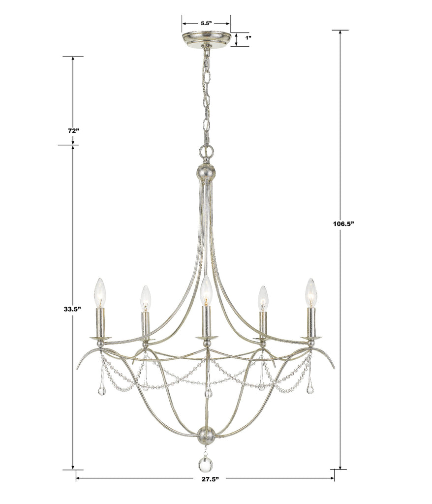 Crystorama Crystorama Metro 5 Light Crystal Beads Antique Silver Chandelier