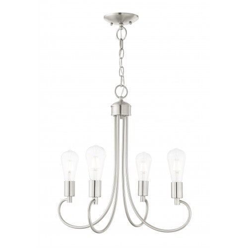 4 Light Brushed Nickel Chandelier Livex