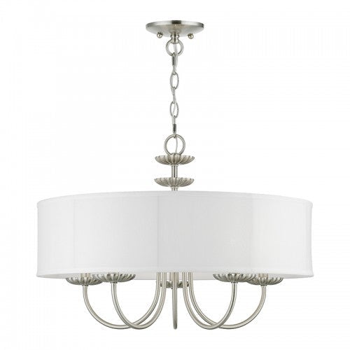 5 Light Brushed Nickel Pendant Chandelier Livex
