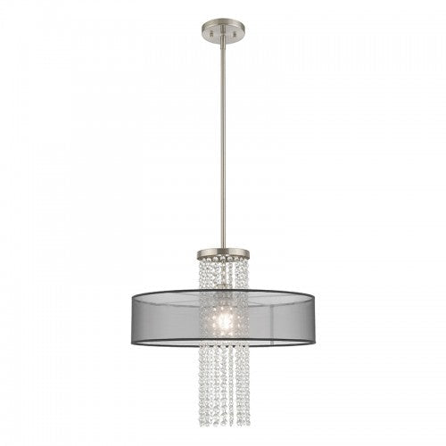 1 Light Brushed Nickel Pendant Chandelier Livex