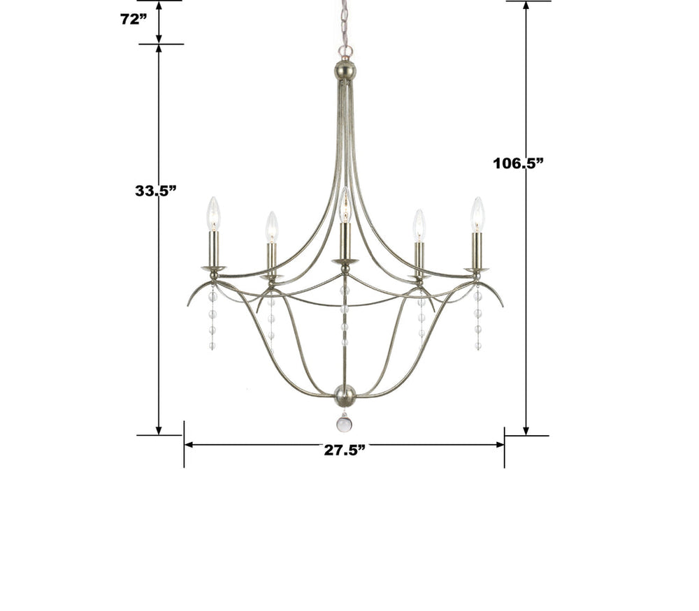 Crystorama Crystorama Metro 5 Light Crystal Antique Silver Chandelier