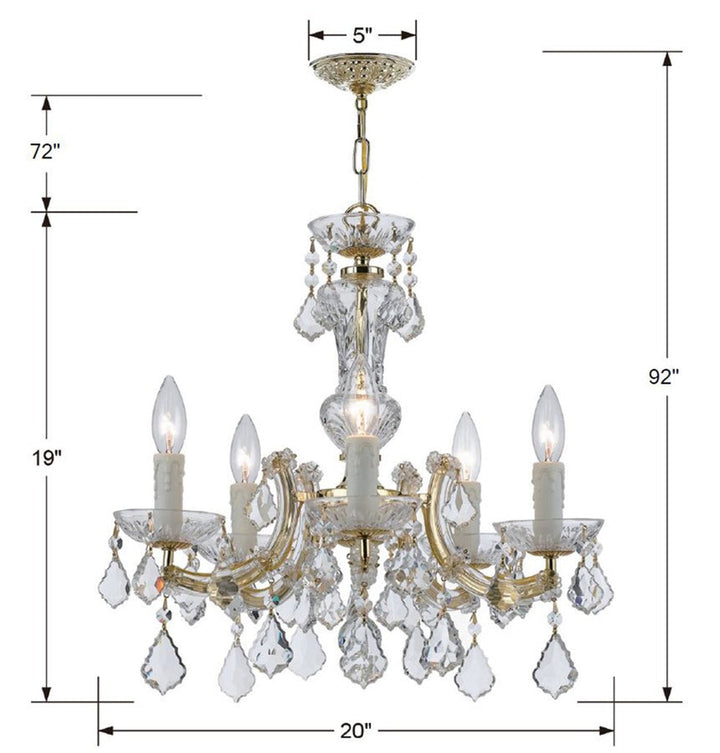 Crystorama Crystorama Maria Theresa 5 Light Hand Cut Crystal Gold Chandelier