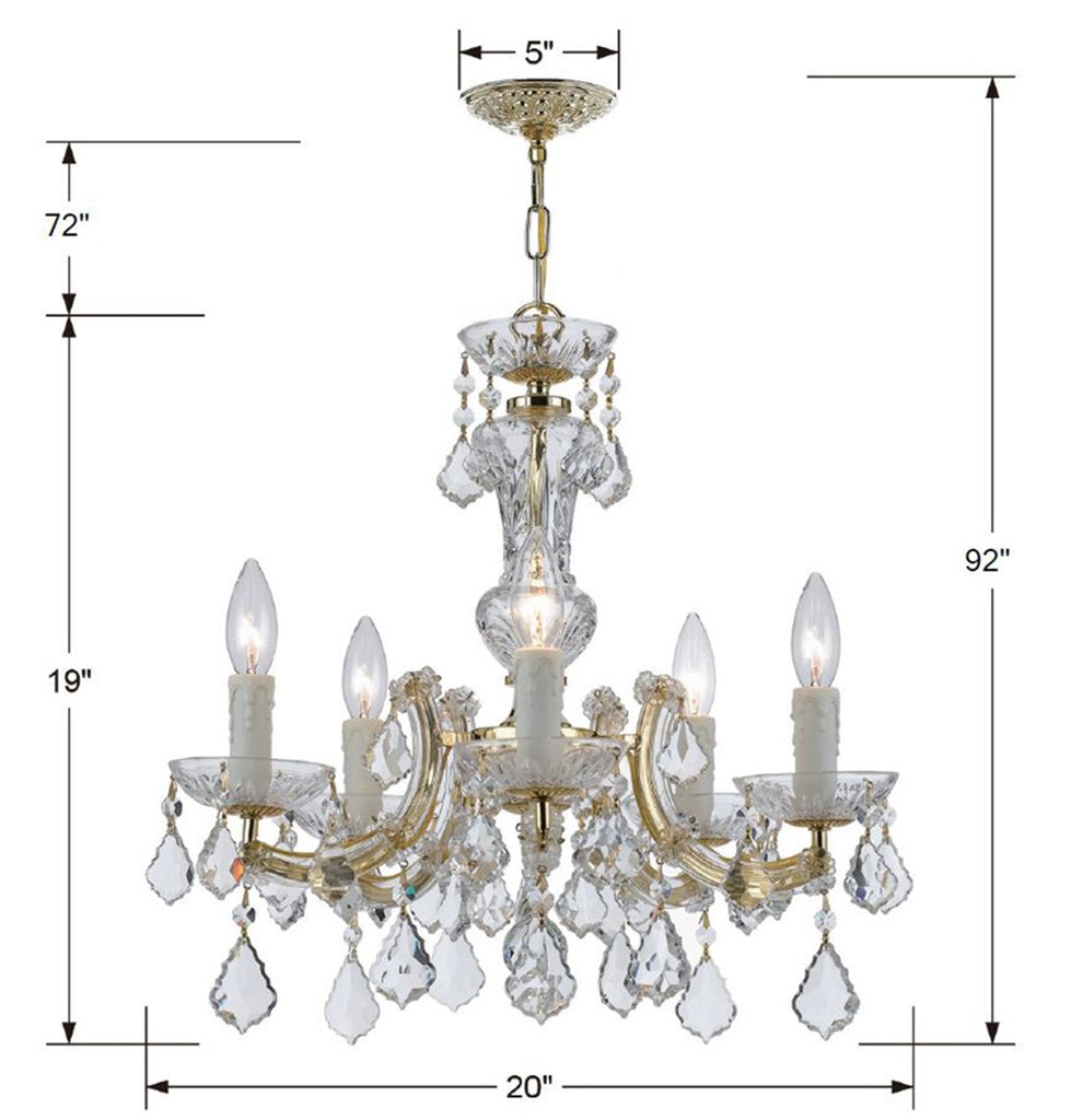 Crystorama Crystorama Maria Theresa 5 Light Swarovski Strass Crystal Gold Chandelier