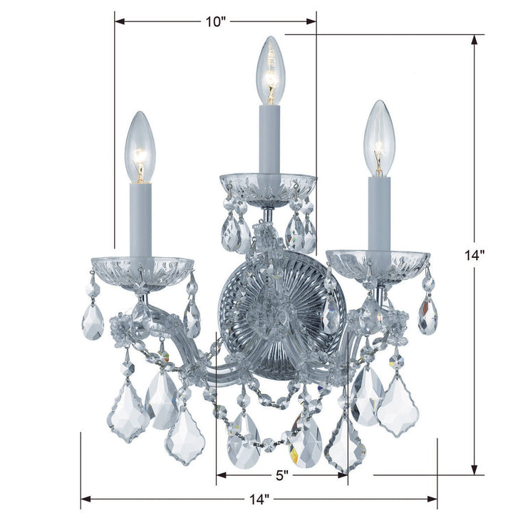 Maria Theresa 3 Light Swarovski Strass Crystal Polished Chrome Sconce Crystorama